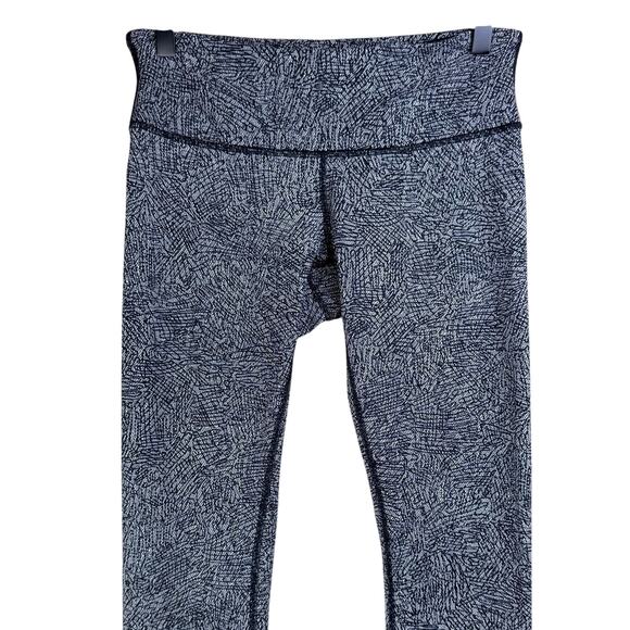 Lululemon Wunder Under Leggings III Black & White Line Up Full Length Mid Rise - Picture 7 of 9